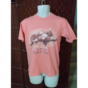 Vintage 90s Beach Bum Puppy Tan T Shirt Dog Single Stitch Medium Key west